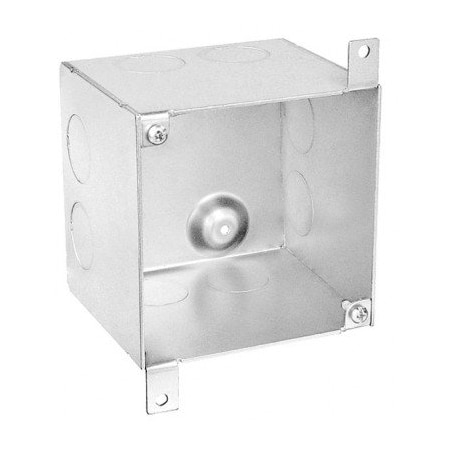 Southwire Electrical Box, 50 cu in, Square Box Type, 4 Gangs, Steel, Square Shape 52181-3/4-SPKR